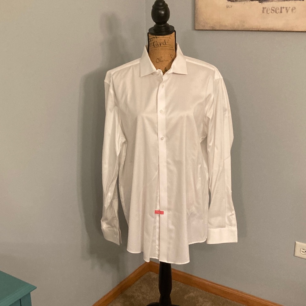 Calvin Klein White Dress Shirt Men's Size 17.5/34-35 XL - Picture 2 of 9